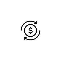 Money transfer icon - Dollars. Dollar Money Changing illustration. Currency exchange, foreign financial investment check.