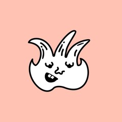 Cute kawaii cartoon character, hand drawn doodles illustration.