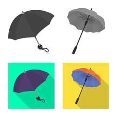 Vector design of protection and closed symbol. Set of protection and rainy stock symbol for web.