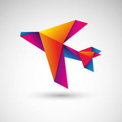 Fototapeta na wymiar Samolot origami. Logo wektor.