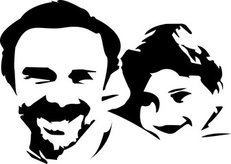 vector illustration of father and son