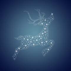Fototapeta premium Christmas card with bright reindeer