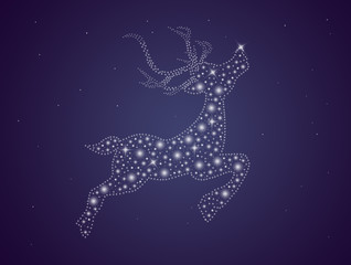 Christmas card with bright reindeer