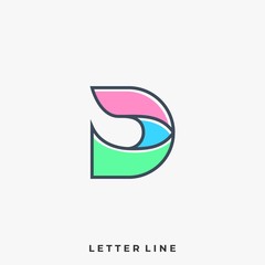 Letter D Colorful Illustration Vector Template