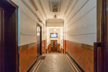 Doorway corridor in old apartment building
