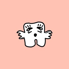 Cute kawaii cartoon character, hand drawn doodles illustration.