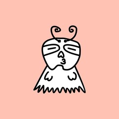 Cute kawaii cartoon character, hand drawn doodles illustration.