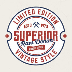Vintage Style Raw Denim - Tee Design For Printing