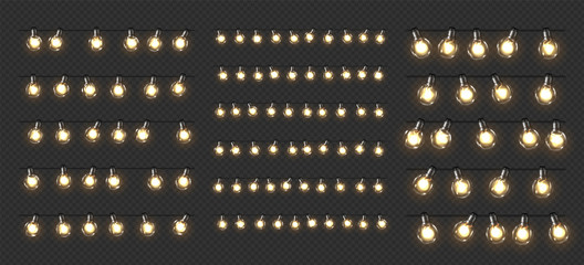 Christmas lights. Glow Xmas garlands of LED bulbs