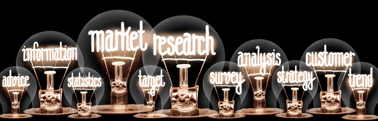 Light Bulbs with Market Research Concept - 307592031