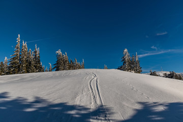 winter Martinske hole near Krizava hill in Mala Fatra mountains in Slovakia