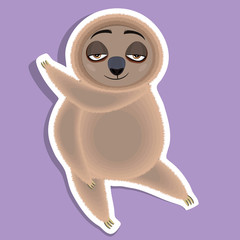 funny sloth in different poses isolated on white background