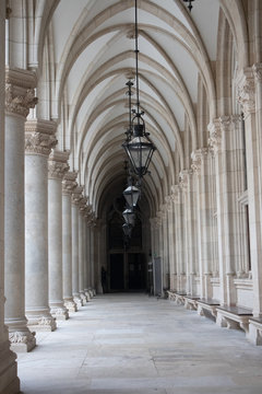 Columnade or gallery of town hall in Vienna / Wien