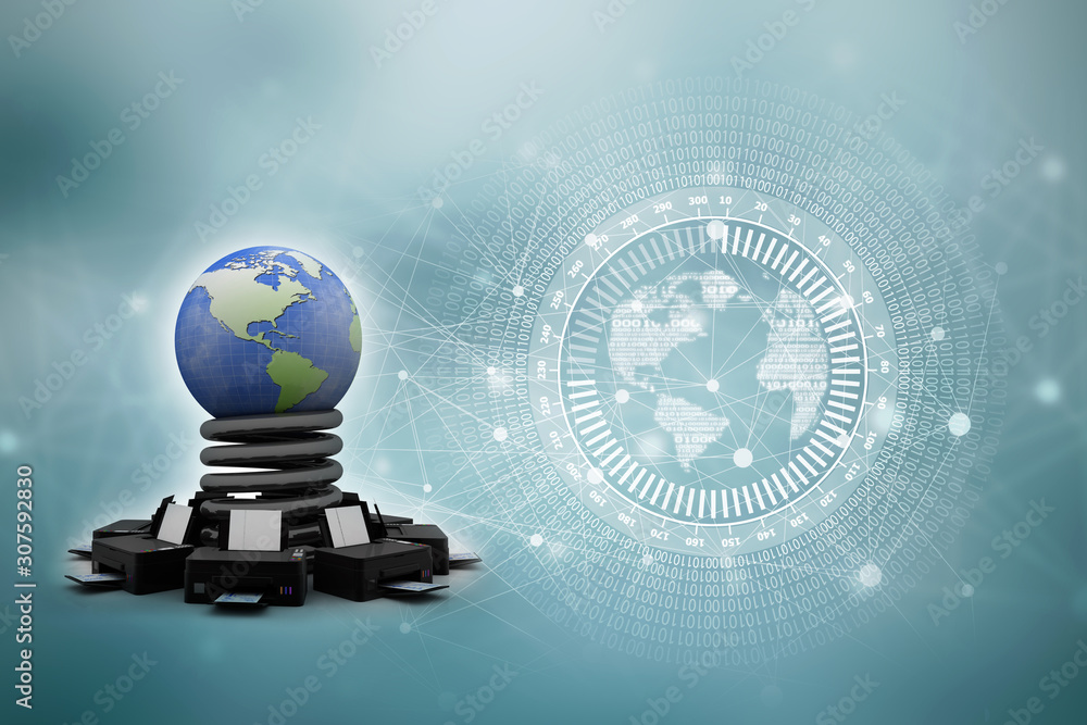 Aufkleber 3d rendering technology computer network