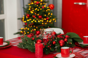  New Year's interior and decor with a Christmas tree and gifts © Наталья Мироненко