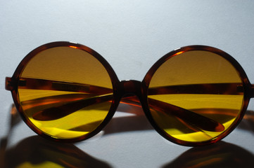 sunglasses on blue background