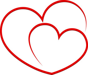 linear red heart on a white background, hand drawing icon, doodle style, vector illustration