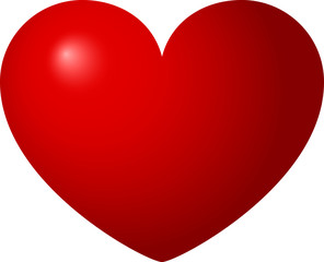 Red heart with shadows on a white background, Valentine's day, vector illustration