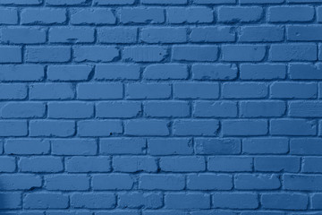 Mint brick wall texture. Background with copy space for design. Trendy blue and calm color.
