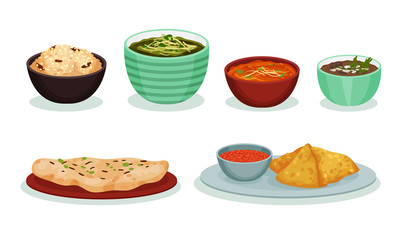 Mexican Food Collection, Traditional Delicious Restaraunt and Homemade Spicy Dishes Vector Illustration