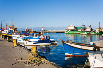 Fototapeta na wymiar Colourful scene at Kalk Bay Harbour, Cape Town
