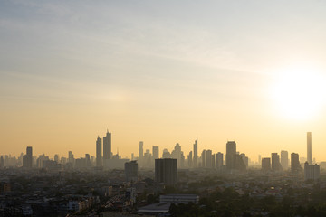 City Skyline sunrise Bangkok thailand