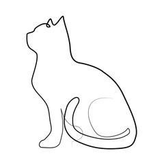 Cat one line vector graphic