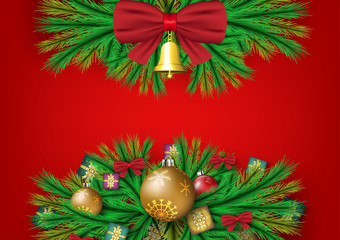 Gold and red christmas ball decoration object background,festival and poster advertising,celebration banner design.