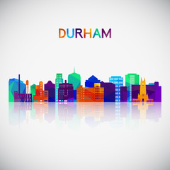 Obraz premium Durham skyline silhouette in colorful geometric style. Symbol for your design. Vector illustration.