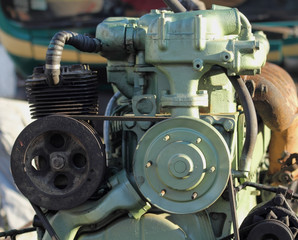 Obraz premium KRAGUJEVAC,SERBIA - JULY 29, 2017: Engine Mercedes Benz, Brand in the engine industry