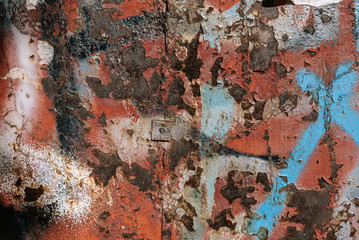 Colorful metal wall texture on the street