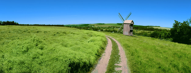 Fototapeta na wymiar View of the windmill. Tiklyne village, Cherkasy region, Ukraine