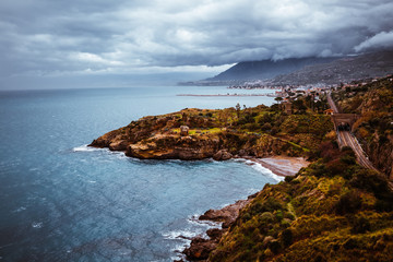 Fototapeta na wymiar Fantastic view of the azure sea. Location island Sicily, region of Italy, Europe.