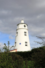 Fototapeta na wymiar Sir Peter Scott Lighthouse, known as the East Lighthouse, River Nene, Sutton Bridge village, South Holland district, Lincolnshire, England.