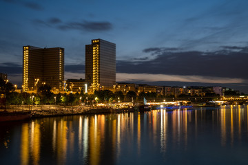 Towers cityscape at Paris by night, France