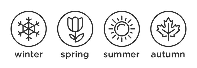 Four seasons icon set - winter, spring, summer, autumn vector illustration
