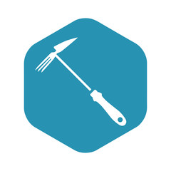 Icon hoe Ripper. Garden tool for loosening the earth and work in the garden. Vector illustration in simple style isolated for design and web.