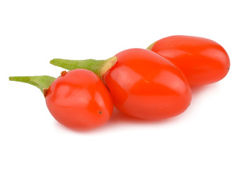 Closeup on Goji Berry. Isolated on White Background.