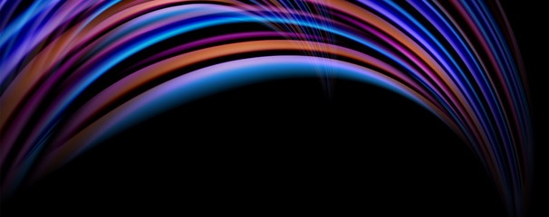 Fluid color waves with light effects, vector abstract background