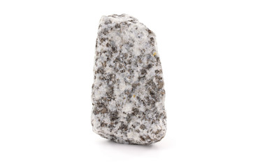 Natural Unfinished Grey Granite Rock Stone for Artistic Decoration and Design. Rock Concept. Isolated on White Background.