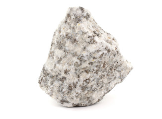 Natural Unfinished Grey Granite Rock Stone for Artistic Decoration and Design. Rock Concept. Isolated on White Background.