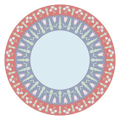 Naklejka premium Decorative plate with round floral ornament. Mandala circular floral pattern. Fashion background with ornate dish. Vector illustration