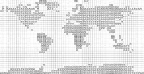 Fototapeta na wymiar Map Squares pixel perfect global squares pattern