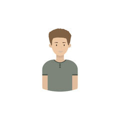 Image of the head and torso of a young man in a flat style. Vector illustration