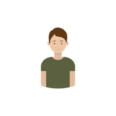 Image of the head and torso of a young man in a flat style. Vector illustration