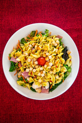 Delicious bacon chicken salad with cheese sauce