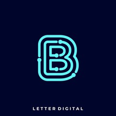 Obraz premium Letter Circuit Illustration Vector Template