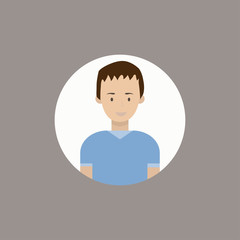 Image of the head and torso of a young man in a flat style. Vector