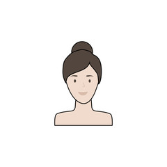 Head of a young smiling woman. Female avatar. Vector illustration