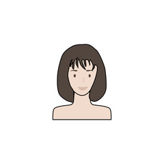 Head of a young smiling woman. Female avatar. Vector illustration